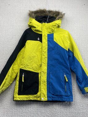 Y2K Volcom Insulated Faux-Fur Hooded Ski / Snowboard Winter Jacket Youth Sz L